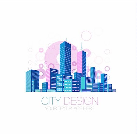 Abstract city skyscrapers vector background Stock Photo - Budget Royalty-Free & Subscription, Code: 400-06414392