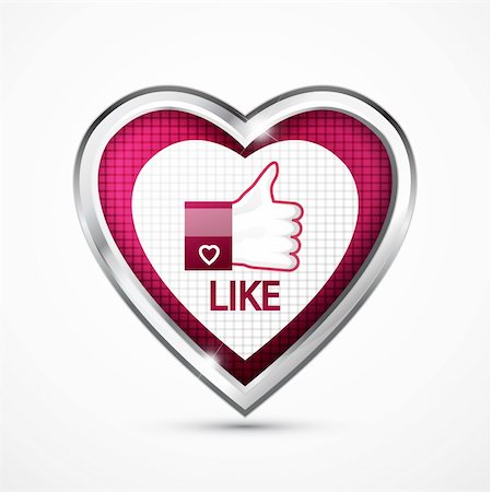 first finger up icon - Vector illustration of like sign in heart Stock Photo - Budget Royalty-Free & Subscription, Code: 400-06414749