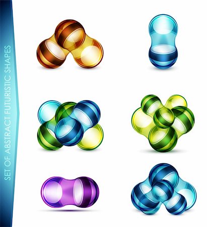 simsearch:400-06414614,k - Set of colorful abstract futuristic shapes. Eps10 vector objects Stock Photo - Budget Royalty-Free & Subscription, Code: 400-06414778