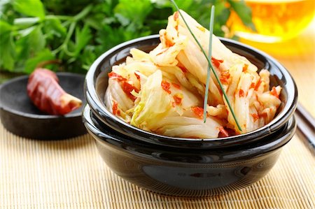 Korean cabbage kimchi with hot pepper Stock Photo - Budget Royalty-Free & Subscription, Code: 400-06414944