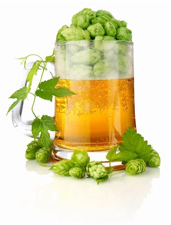 glass beer with rich and aromatic hop isolated on white background Stock Photo - Budget Royalty-Free & Subscription, Code: 400-06415251