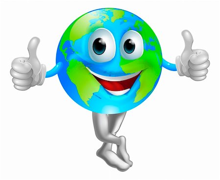 A cartoon globe mascot man with a happy face doing a thumbs up Stock Photo - Budget Royalty-Free & Subscription, Code: 400-06415264