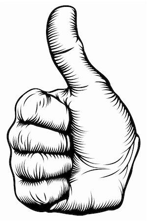 Illustration of a hand giving a thumbs up in a woodblock style Stock Photo - Budget Royalty-Free & Subscription, Code: 400-06415267