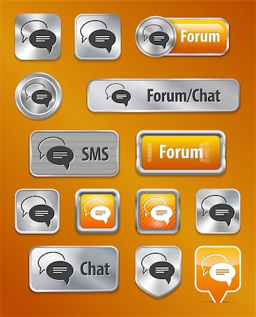 simsearch:400-08506267,k - Collection of Forum/Chat/SMS metallic and glossy elements for web interface. Vector illustration Stock Photo - Budget Royalty-Free & Subscription, Code: 400-06415293