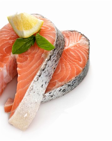 salmon pink - Pieces Of A Raw Salmon On  White Background Stock Photo - Budget Royalty-Free & Subscription, Code: 400-06415364