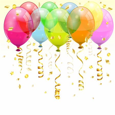simsearch:400-04402561,k - Birthday Background with 3D Transparent Birthday Balloons and Streamer, easy change color, vector Foto de stock - Super Valor sin royalties y Suscripción, Código: 400-06415485
