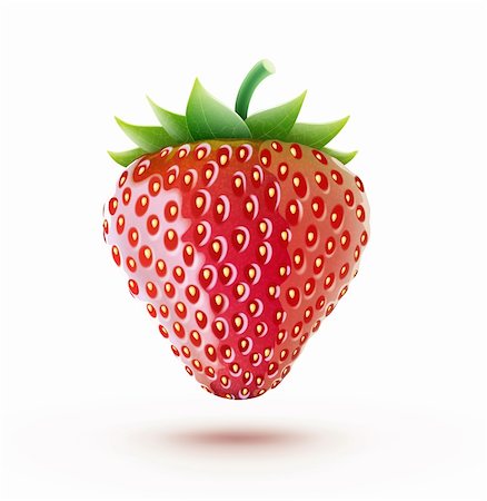 pixelembargo (artist) - Vector illustration of a beautiful ripe red fresh strawberry isolated on white background Fotografie stock - Microstock e Abbonamento, Codice: 400-06415592