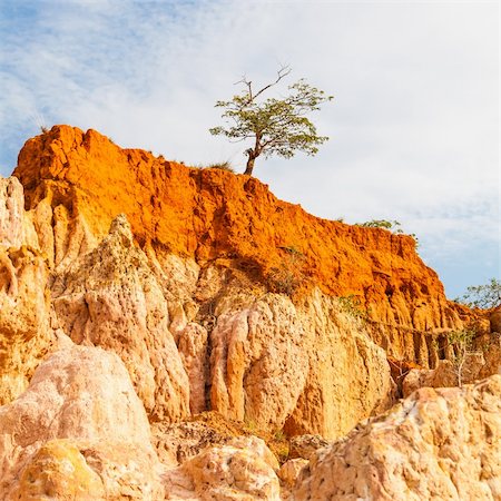 Wonderful orange colors at sunset in Marafa Canyon - also said The Hell's Kitchen. Malindi region, Kenya Stock Photo - Budget Royalty-Free & Subscription, Code: 400-06415900