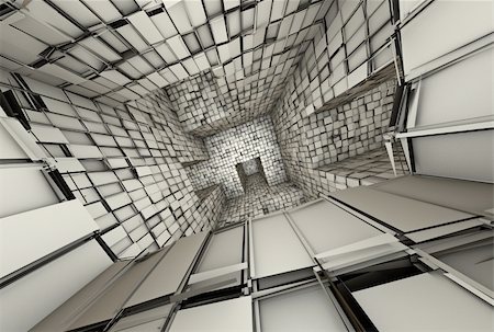 3D futuristisch fragmentierte Mosaik gefliesten Labyrinth Interieur Stockbilder - Microstock & Abonnement, Bildnummer: 400-06416151