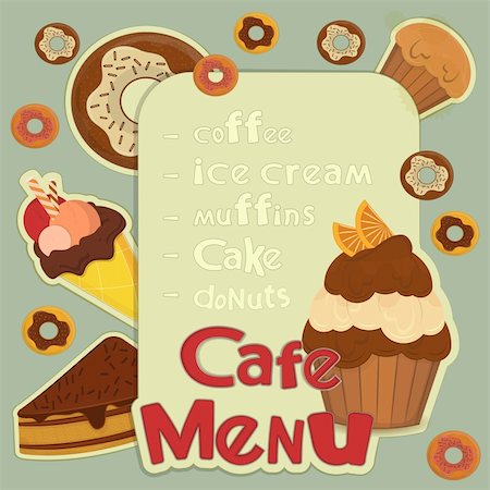 Design Cafe Menu - pastry on retro background with place for price - vector illustration Stock Photo - Budget Royalty-Free & Subscription, Code: 400-06416178