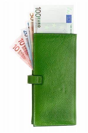 Open green leather wallet with money in it. Stock Photo - Budget Royalty-Free & Subscription, Code: 400-06416223