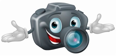 Illustration d'un caméraman de dessin animé heureux avec mains tendus Photographie de stock - Aubaine LD & Abonnement, Code: 400-06416236
