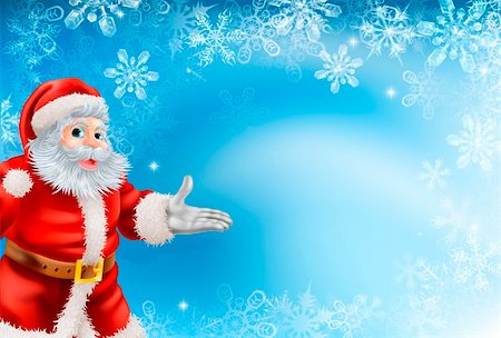 santa border - Illustration of beautiful Christmas blue snowflake background with Santa Claus Stock Photo - Budget Royalty-Free & Subscription, Code: 400-06416239