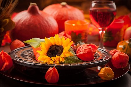 simsearch:400-05674539,k - Place setting for autumn and Thanksgiving Stock Photo - Budget Royalty-Free & Subscription, Code: 400-06416334