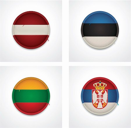 simsearch:400-06420740,k - Set of detailed textile badges representing country flags of Europe Stock Photo - Budget Royalty-Free & Subscription, Code: 400-06416649