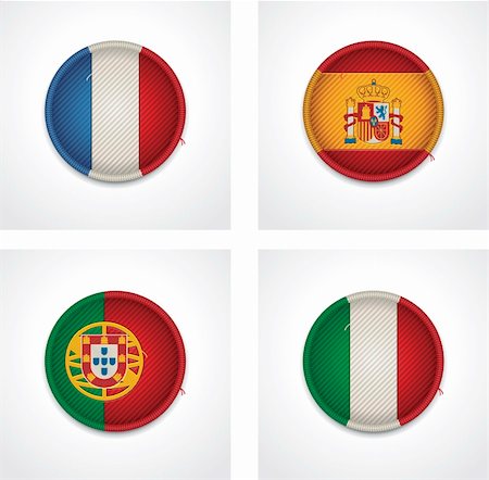 simsearch:400-06420740,k - Set of detailed textile badges representing country flags of Europe Stock Photo - Budget Royalty-Free & Subscription, Code: 400-06416641