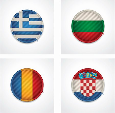 simsearch:400-06420740,k - Set of detailed textile badges representing country flags of Europe Stock Photo - Budget Royalty-Free & Subscription, Code: 400-06416642