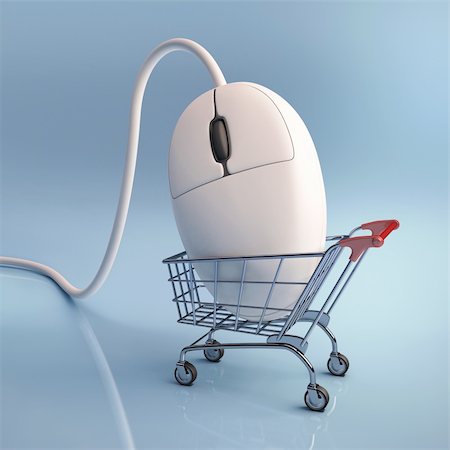 Mouse in the shopping cart. Concept of internet shopping. Foto de stock - Royalty-Free Super Valor e Assinatura, Número: 400-06416680