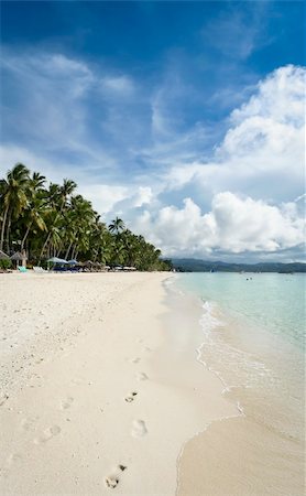 footrpints in the fine sand of white beach on tropical  boracay island in the philippines Stock Photo - Budget Royalty-Free & Subscription, Code: 400-06417150