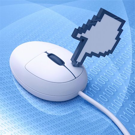 Hand binary pressing the left mouse button. Stock Photo - Budget Royalty-Free & Subscription, Code: 400-06417267
