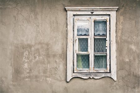 exterior window designs frames - Old cracked wall with a window Stock Photo - Budget Royalty-Free & Subscription, Code: 400-06417605