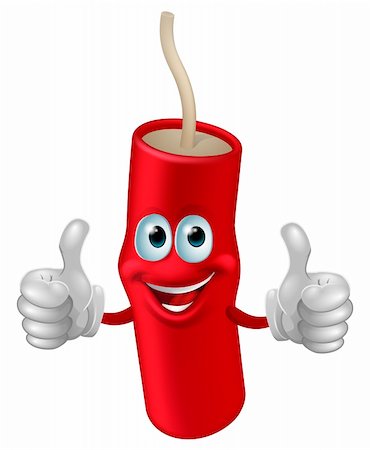 dynamite fuse - Cartoon cute happy firework man giving a double thumbs up Stock Photo - Budget Royalty-Free & Subscription, Code: 400-06417869