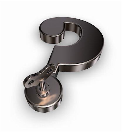 simsearch:400-04665113,k - question mark with wind up key - 3d illustration Stock Photo - Budget Royalty-Free & Subscription, Code: 400-06417900