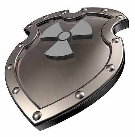radioactive pollution images caution - metal shield with nuclear symbol - 3d illustration Stock Photo - Budget Royalty-Free & Subscription, Code: 400-06418007