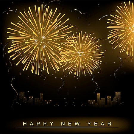 simsearch:400-06416200,k - Fireworks and Cityscape - Holiday Background Illustration, Vector Stock Photo - Budget Royalty-Free & Subscription, Code: 400-06418776
