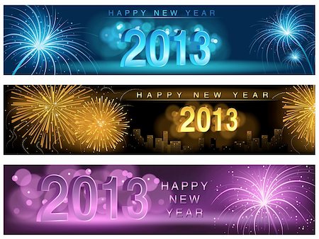 simsearch:400-06416200,k - New Year Banner Set - Fireworks Background Illustration, Vector Stock Photo - Budget Royalty-Free & Subscription, Code: 400-06418777