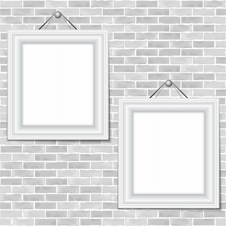 simsearch:400-04321239,k - Deux cadres accroché à un mur de briques, vector illustration eps10 Photographie de stock - Aubaine LD & Abonnement, Code: 400-06418860