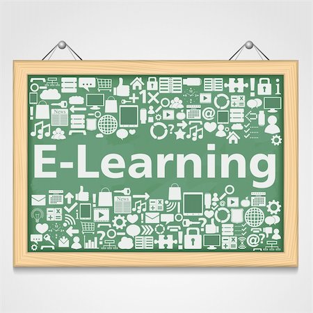 education abstract - Blackboard with different education icons, e-learning concept, vector eps10 illustration Stock Photo - Budget Royalty-Free & Subscription, Code: 400-06418887