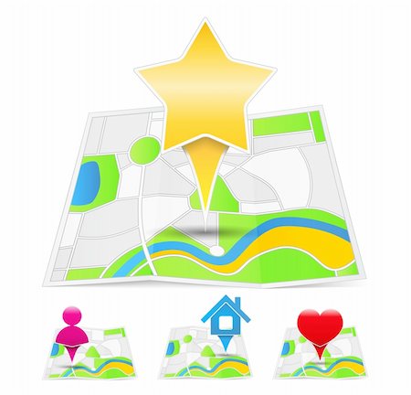 Abstract maps with map markers, vector eps10 illustration Stock Photo - Budget Royalty-Free & Subscription, Code: 400-06418937