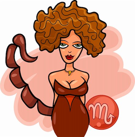 scorpio woman cartoon - Illustration of Beautiful Woman Cartoon Character with Scorpion Tail and Scorpio Horoscope Zodiac Sign Stock Photo - Budget Royalty-Free & Subscription, Code: 400-06419078