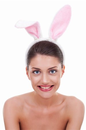 simsearch:400-06557487,k - Cute girl in sexy bunny costume on white backgrounds. Stock Photo - Budget Royalty-Free & Subscription, Code: 400-06419163