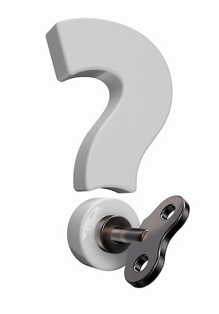 simsearch:400-04665113,k - question mark with wind up key - 3d illustration Stock Photo - Budget Royalty-Free & Subscription, Code: 400-06419569