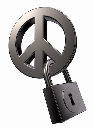 simsearch:400-06419591,k - metal peace symbol and padlock on white background - 3d illustration Stock Photo - Budget Royalty-Free & Subscription, Code: 400-06419590