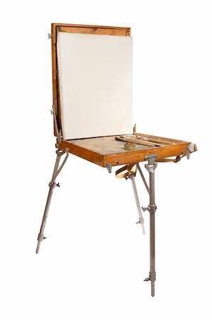 simsearch:400-07098525,k - The easel and palette of the artist isolated over white background Foto de stock - Super Valor sin royalties y Suscripción, Código: 400-06419622