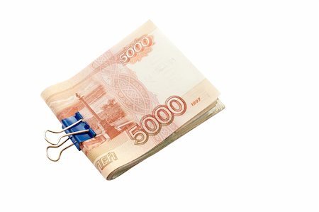 5000 roubles, argent russe, factures clipsés sur fond blanc Photographie de stock - Aubaine LD & Abonnement, Code: 400-06419665