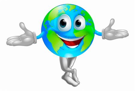 A cute cartoon illustration of a globe world mascot man Stock Photo - Budget Royalty-Free & Subscription, Code: 400-06419700