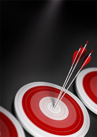 many blue targets and three arrows reaching the center of the first one, image with blur effect, A4 vertical format.  Target market, strategic marketing or business competitive advantage concept. Stock Photo - Budget Royalty-Free & Subscription, Code: 400-06419891