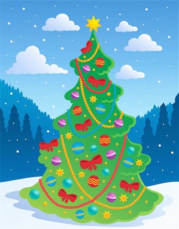 simsearch:400-04240953,k - Christmas tree theme 3 - vector illustration. Foto de stock - Super Valor sin royalties y Suscripción, Código: 400-06419917