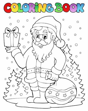 simsearch:400-08343929,k - Coloring book Santa Claus topic 6 - vector illustration. Foto de stock - Royalty-Free Super Valor e Assinatura, Número: 400-06419923