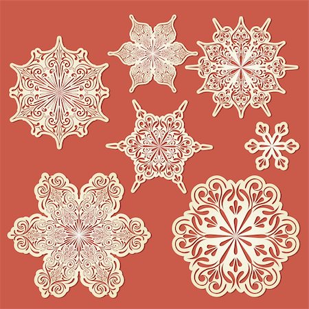 simsearch:400-05920158,k - vector paper cut golden snowflakes Stock Photo - Budget Royalty-Free & Subscription, Code: 400-06410726