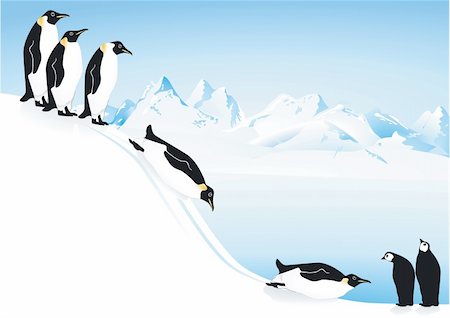 penguin on mountain - Penguins slide Stock Photo - Budget Royalty-Free & Subscription, Code: 400-06410738