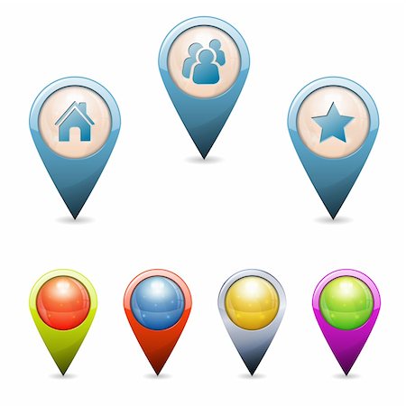 simsearch:400-06413986,k - Set 3D Map Pointers with Icons - Home, People, Favorite, isolated. Easily Change the Color Stock Photo - Budget Royalty-Free & Subscription, Code: 400-06410818