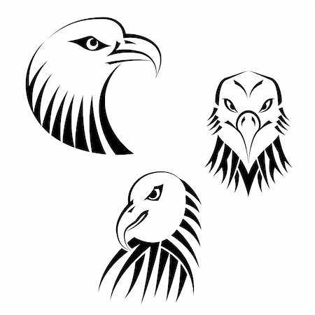 Set Eagles Heads Silhouettes, isolated on white background, vector illustration Stock Photo - Budget Royalty-Free & Subscription, Code: 400-06410811