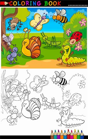simsearch:400-09091850,k - Coloring Book or Page Cartoon Illustration of Funny Insects and Bugs for Children Stock Photo - Budget Royalty-Free & Subscription, Code: 400-06410855