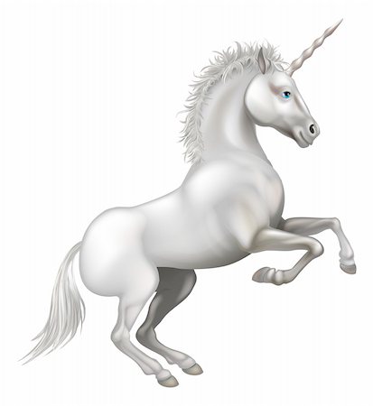 Illustration of a friendly happy smiling cartoon unicorn rearing on its hind legs Stock Photo - Budget Royalty-Free & Subscription, Code: 400-06410936