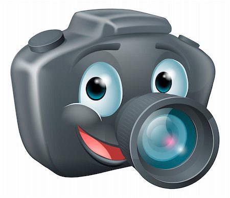 Illustration du personnage mascotte d'un mignon heureux DSLR appareil photo avec un grand sourire Photographie de stock - Aubaine LD & Abonnement, Code: 400-06410931